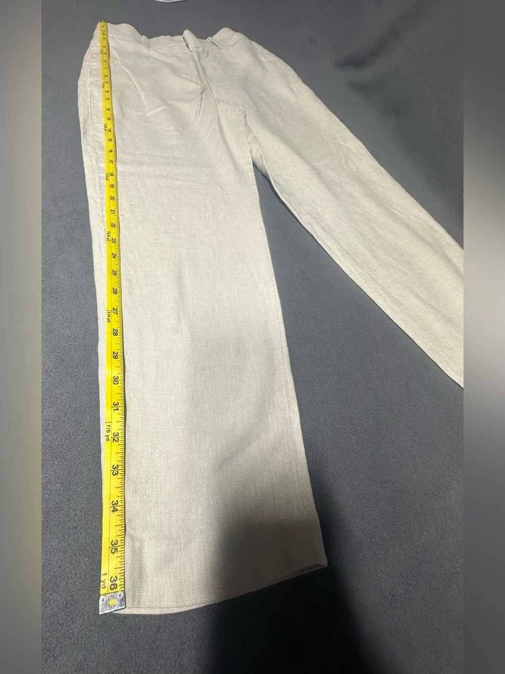 H&M Women's Light Cream Linen-Blend Tapered Pants